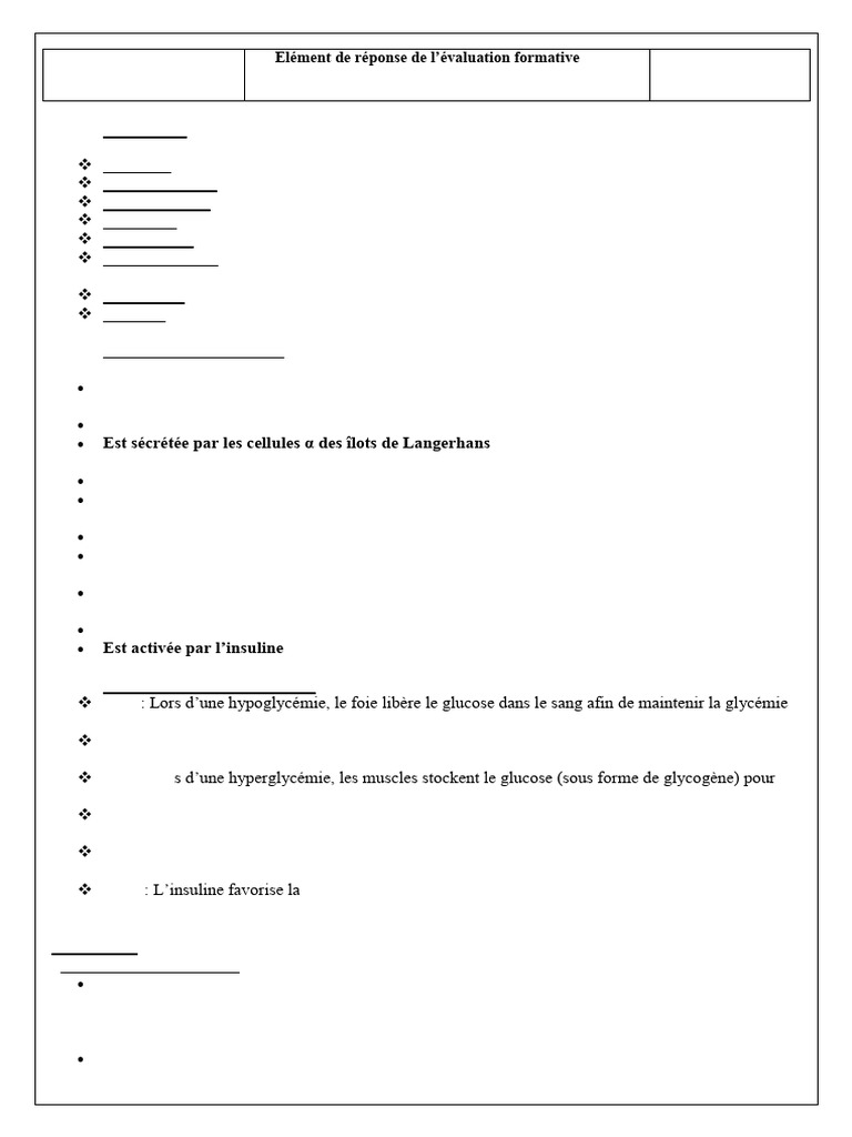 Correction Serie Glycémie | PDF | Insuline | Glycogène