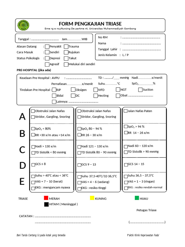 3 Form Pengkajian Triase | PDF