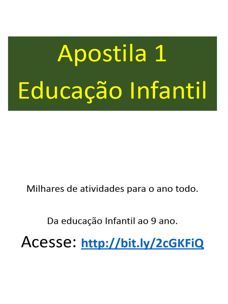 Apostila 1 - Atividades Educação Infantil | PDF