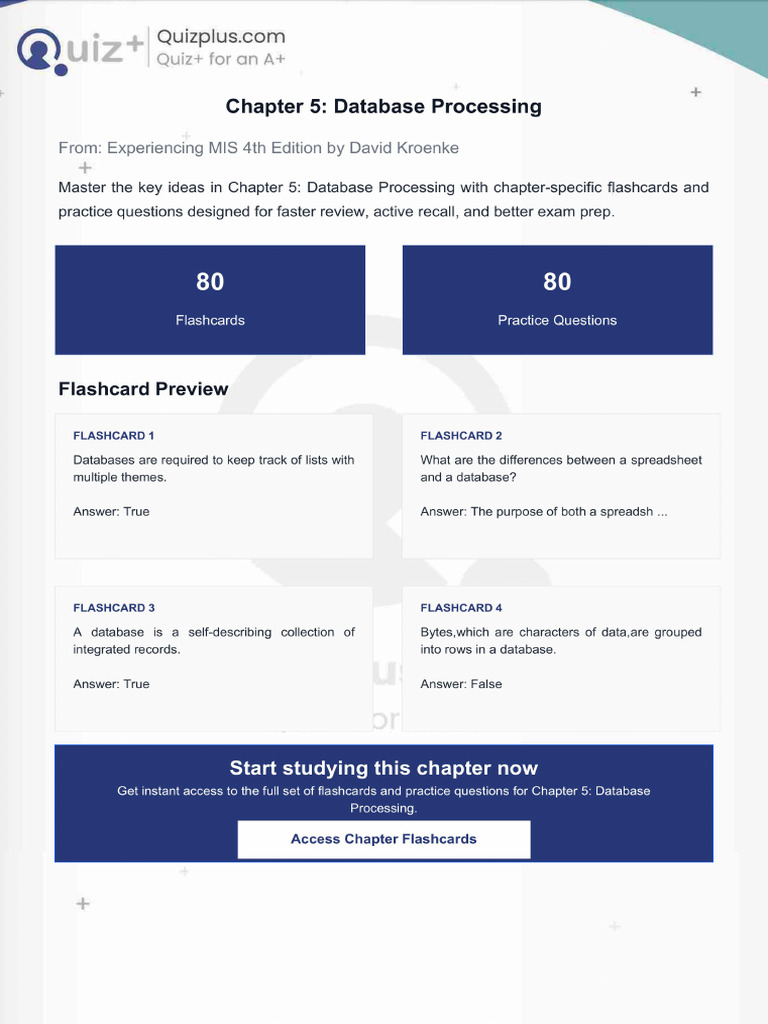 Flashcards for Chapter 5 Database Processing | PDF