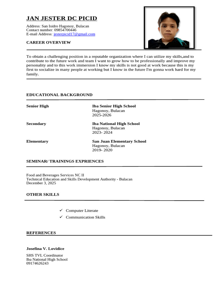 Jan Jester Dc Picid Resume | PDF