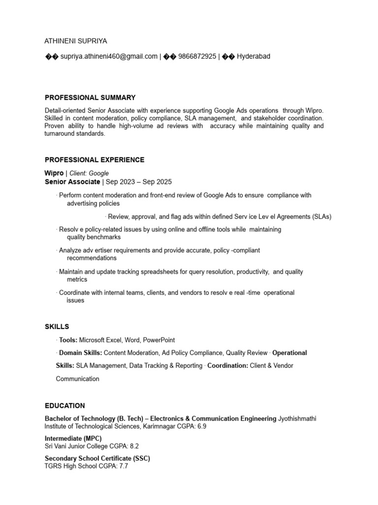 Supriya Resume 1 PDF | PDF | Computing | Information Technology