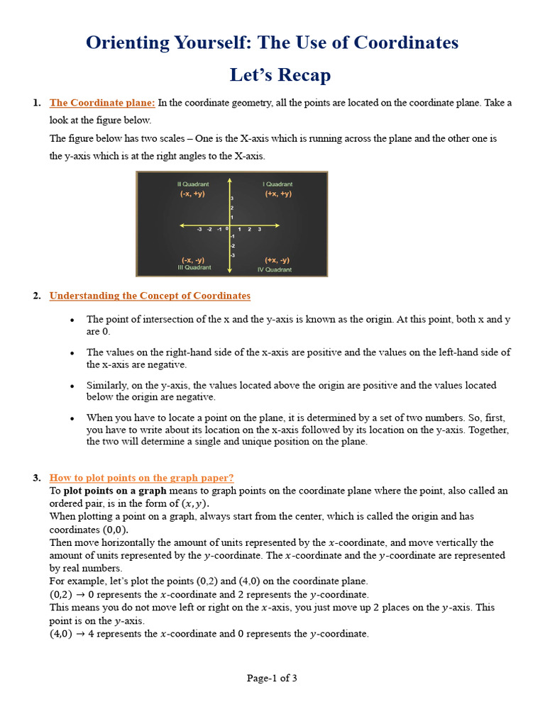 Let s Recap Coordinate Geometry | PDF | Cartesian Coordinate System ...