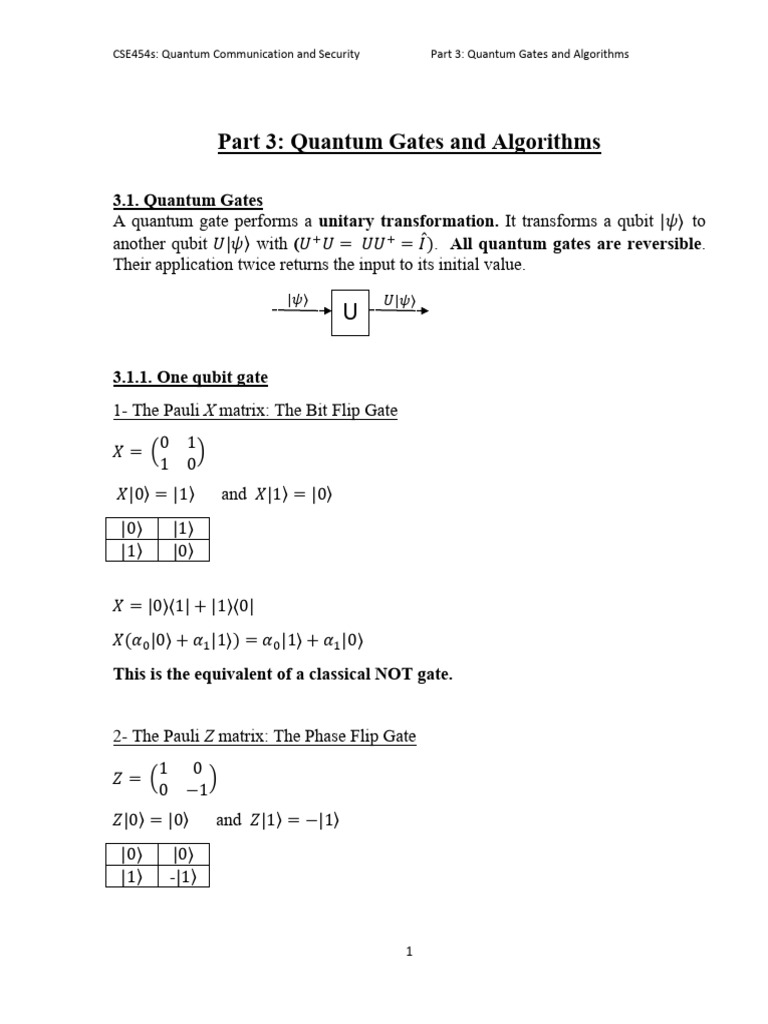 Part 3 Quantum Gates and Algorithms | PDF | Quantum Computing ...