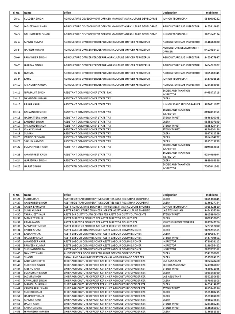 Duty List of Enumerators | PDF
