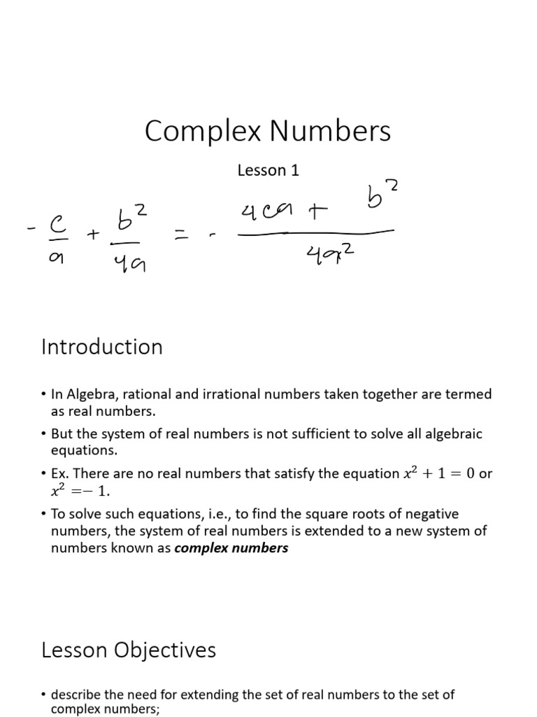 Lesson 1. Complex Numbers | PDF | Complex Number | Numbers