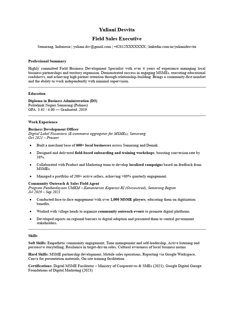 CV Dummy Untuk Tugas 2 | PDF