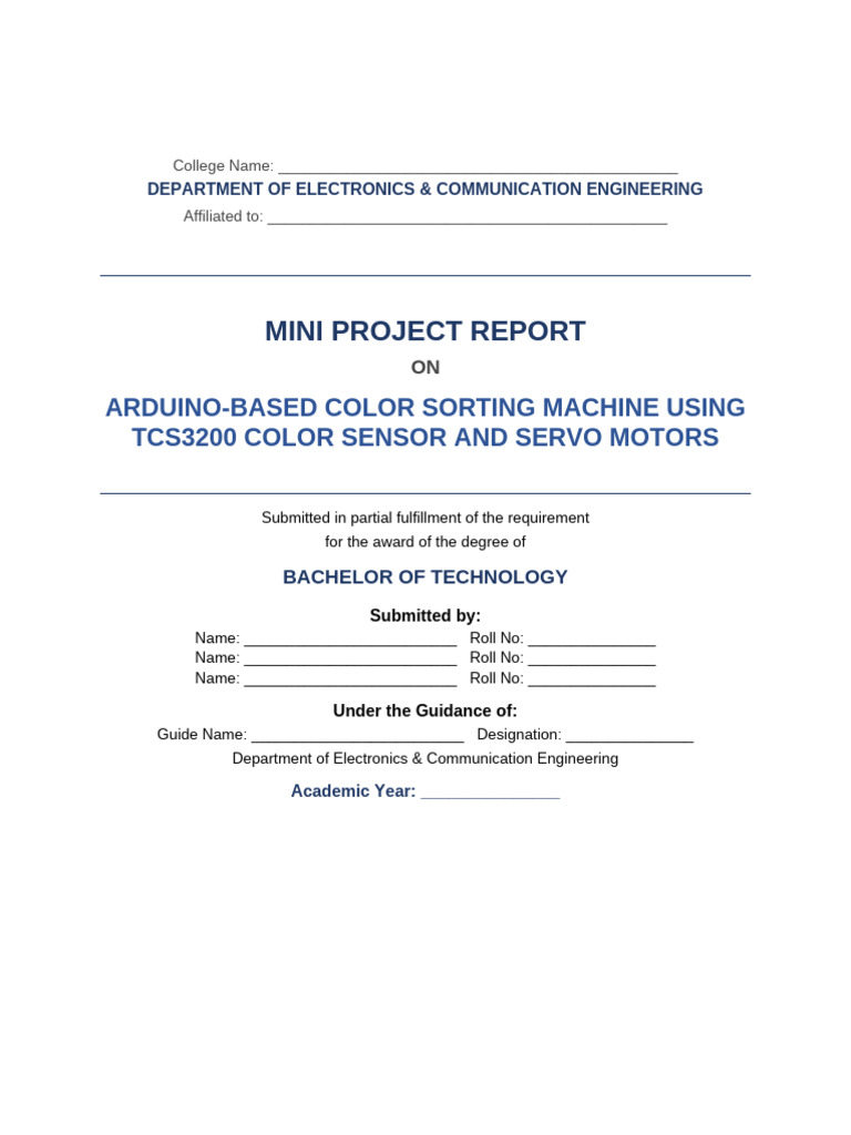Arduino Color Sorting Machine Project Report (1) | PDF | Arduino ...