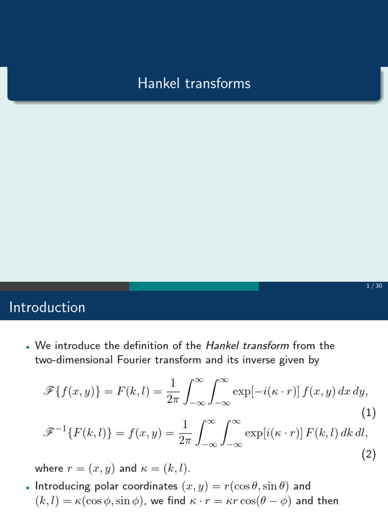 Hankel_Transforms_Slides | PDF | Mathematical Analysis | Functions And ...