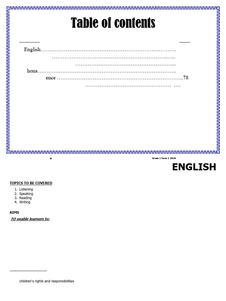 GRADE 3 TERM 2 2026 | PDF | Reading Comprehension | Question