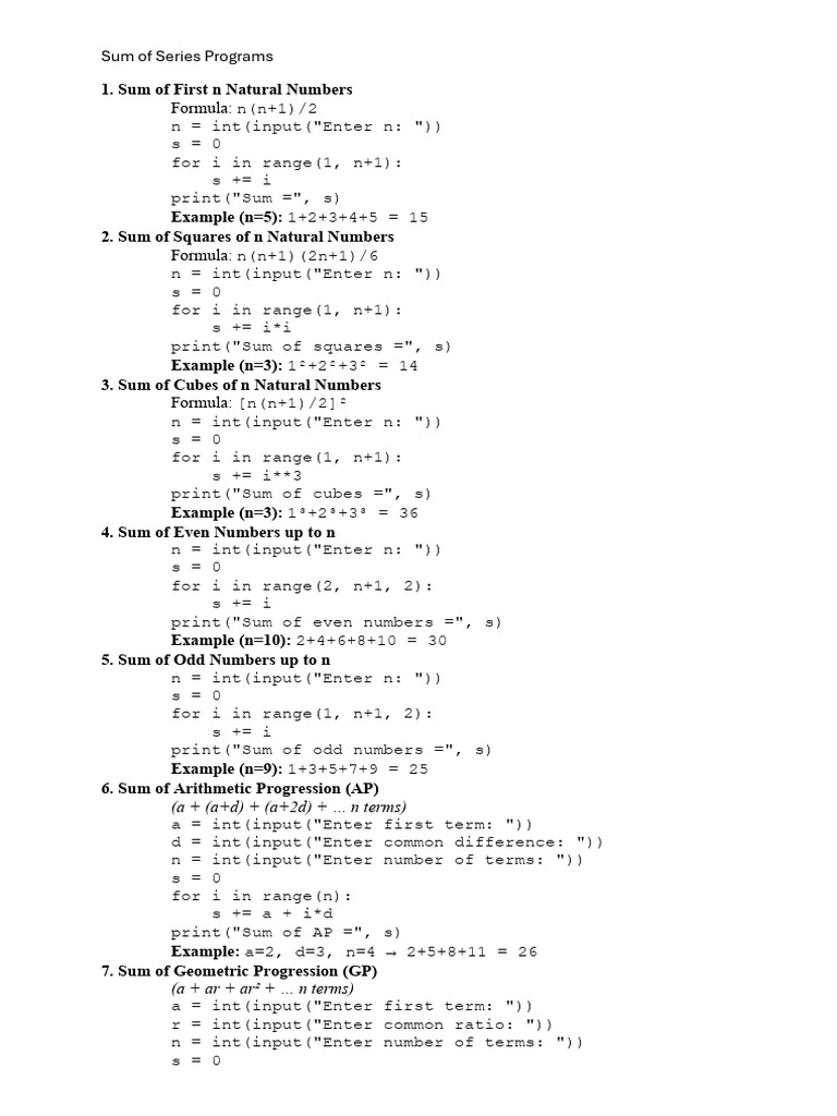 Sum of Series Programs (Done) | PDF | Chess Openings | Chess