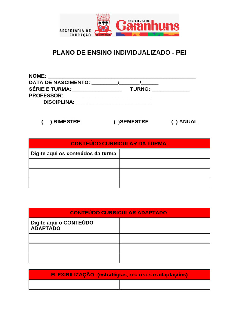 Plano de Ensino Individualizado - Pei | PDF
