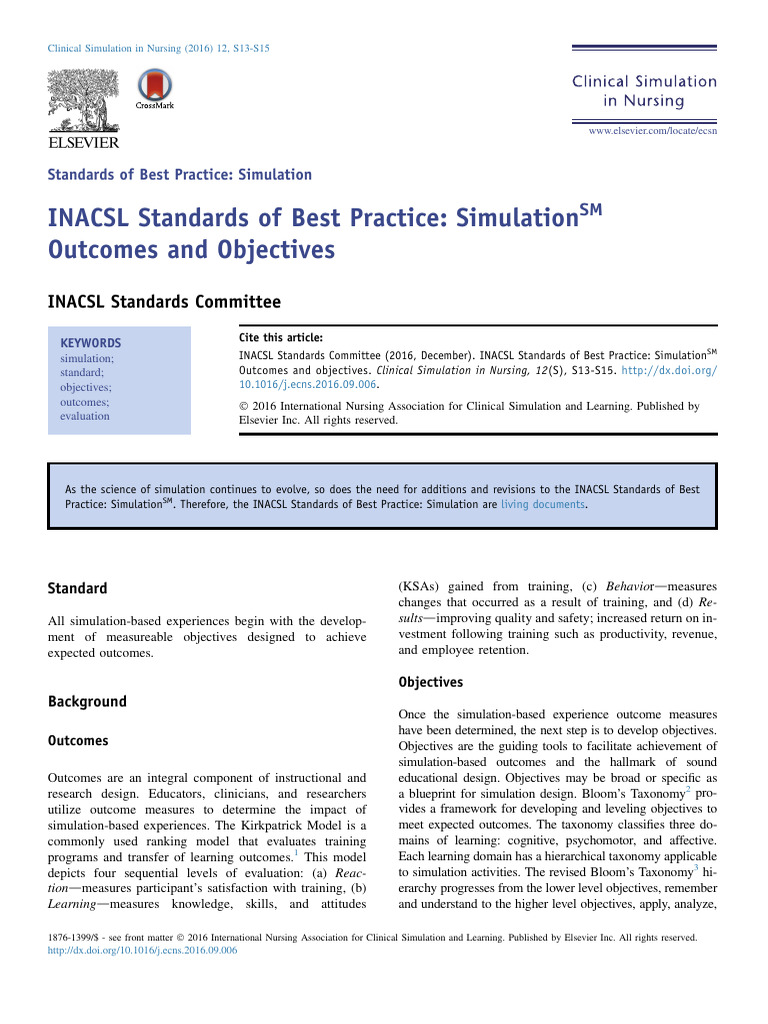 INACSL Standards of Best Practice - SimulationSM | PDF | Simulation ...