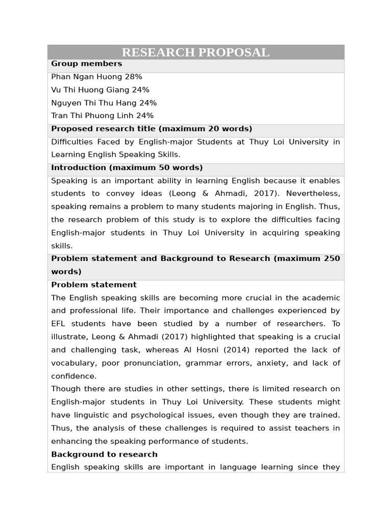 Research Proposal Final | PDF | Learning | Communication