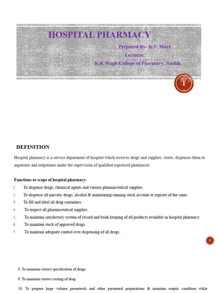 Hospital Pharmacy | PDF | Pharmacy | Pharmacist