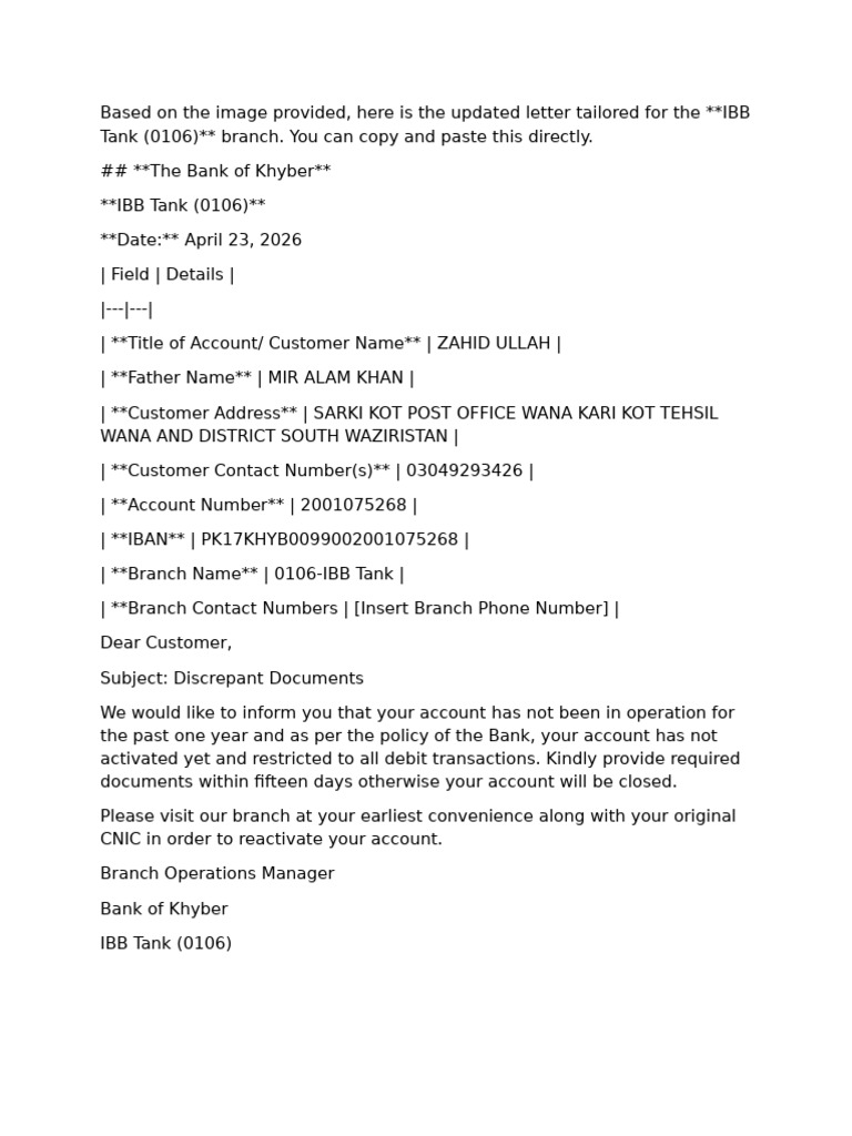Discrepancies Letter | PDF