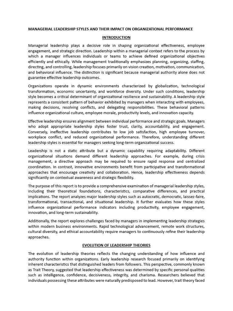 MANAGERIAL LEADERSHIP STYLES AND THEIR IMPACT ON ORGANIZATIONAL ...