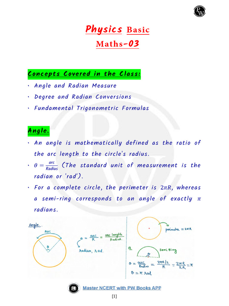 Basic Maths 03 Concise Notes Physics by Saleem Sir | PDF