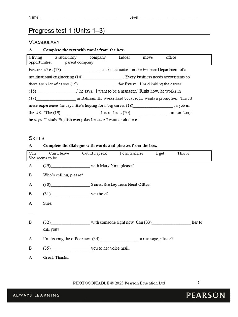 Progress Test 1 | PDF | Linguistics