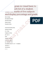 Write Program in Visual Basic To Display Mark List of A Student