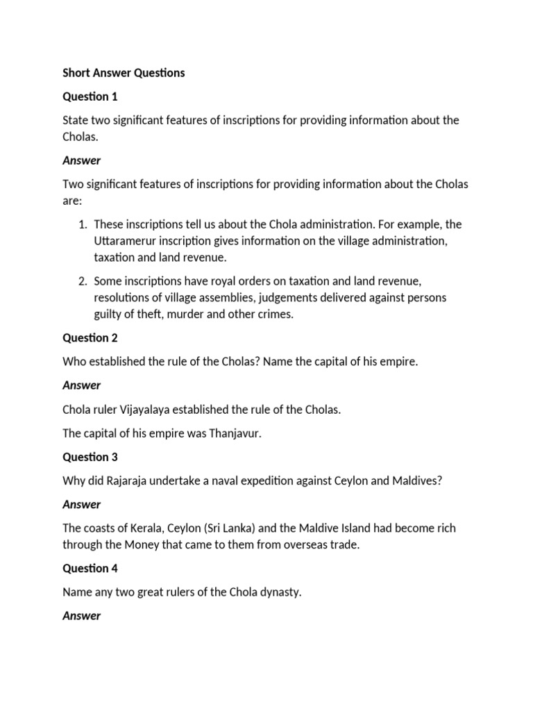 Short Answer Questions | PDF