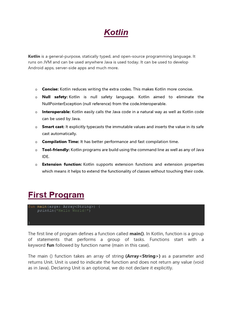 Kotlin | PDF | Inheritance (Object Oriented Programming) | Data Type