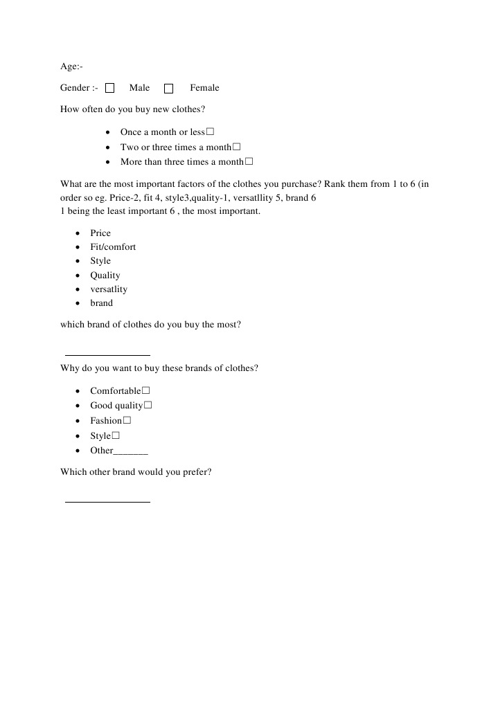 Clothing Buying Behavior Survey | PDF