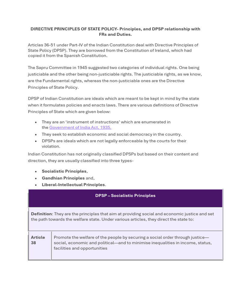 Directive Principles of State Policy | PDF | Social Policy | Political ...