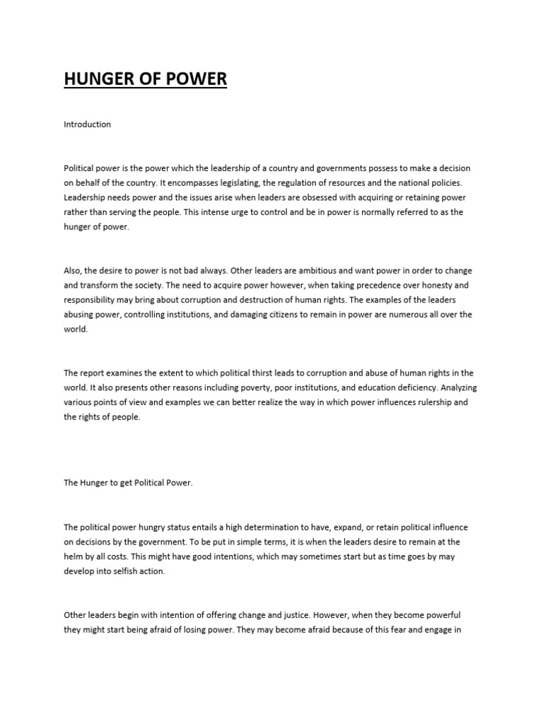 Hunger of Power | PDF | Corruption | Institution