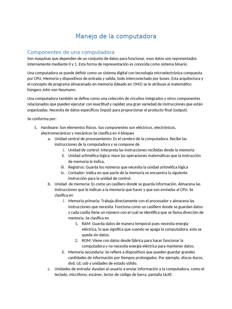 Apuntes | PDF | Hardware de la computadora | Almacenamiento de datos de ...