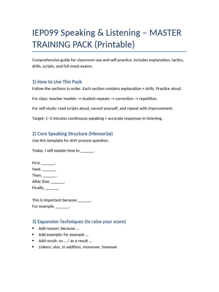 Iep099 Master Big Pack | PDF | English Language | Sentence (Linguistics)