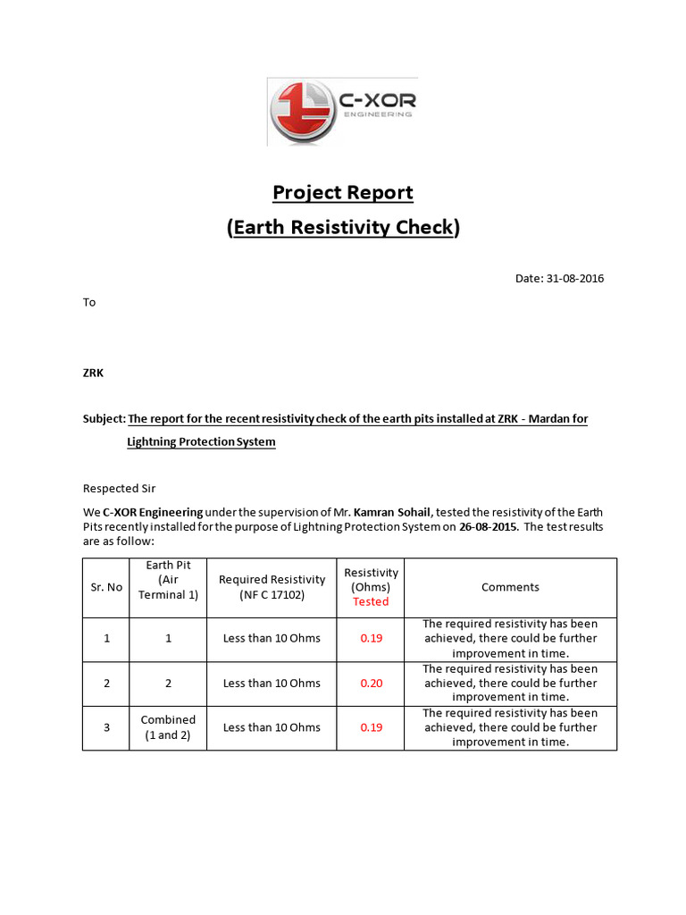 Earth Resistivity Report | PDF | Atmospheric Electricity | Electricity