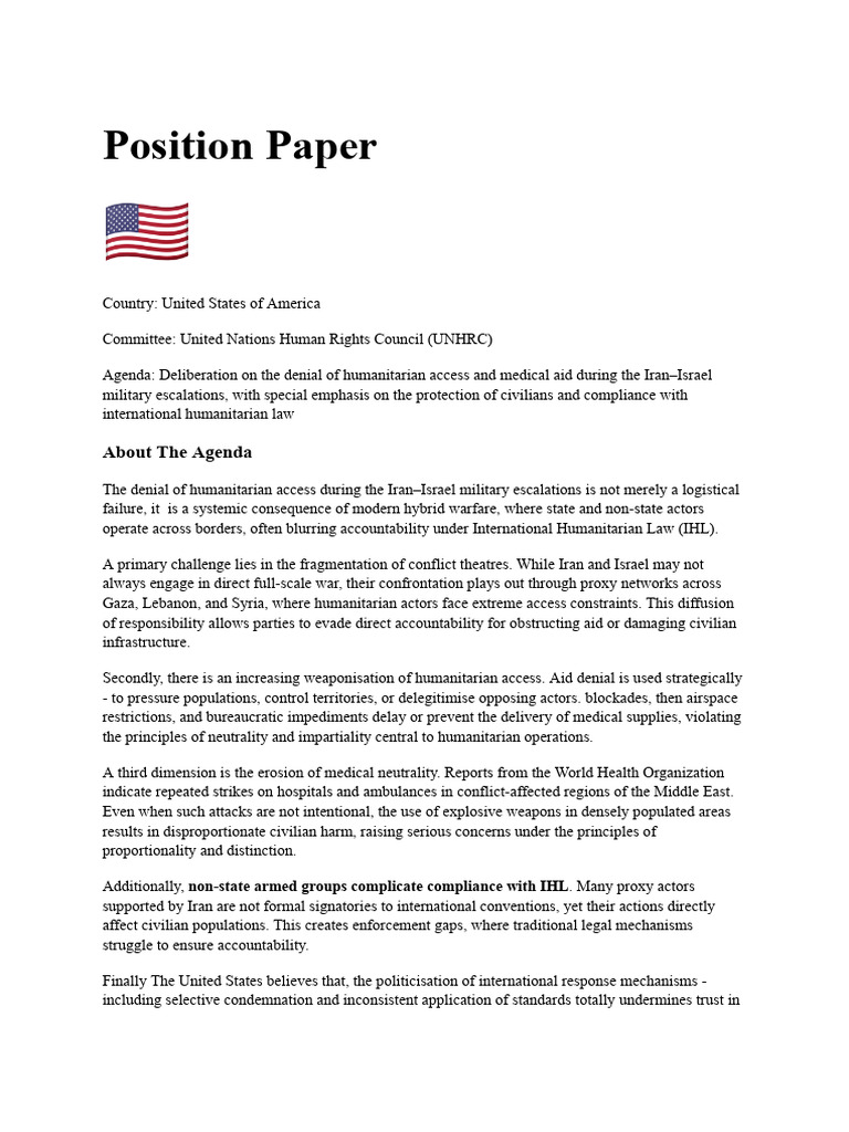 Position Paper United States of America (Freedom) ?? | PDF ...