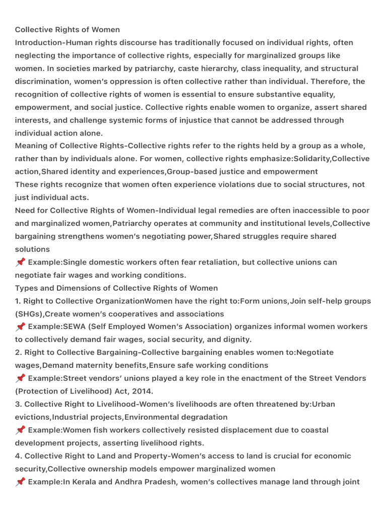 Collective Rights of Women | PDF | Migrant Worker | Immigration
