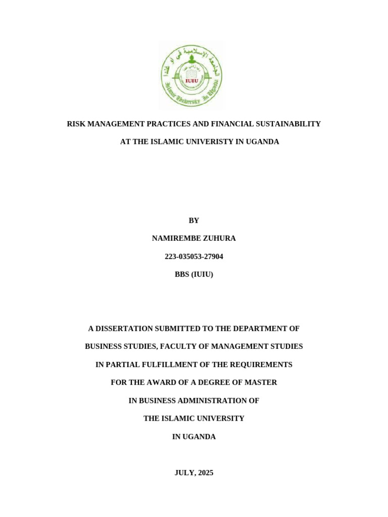Zuhura Dissertation | PDF | Risk Management | Risk