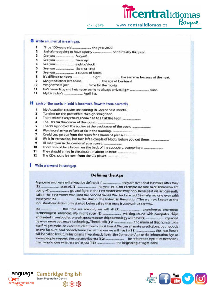 B2 Prepositions Exercise (1) - Tienda | PDF