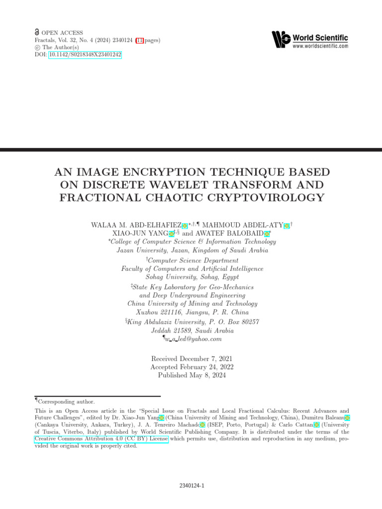 An Image Encryption Technique Based on Discrete Wavelet Transform and ...