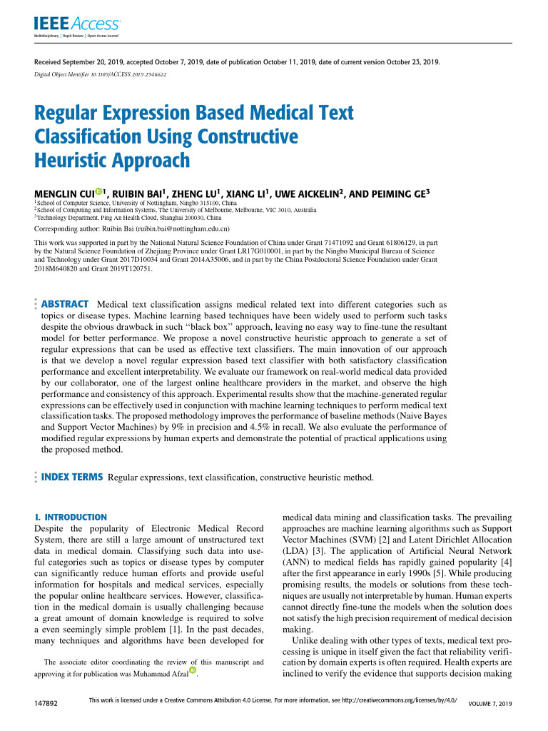 Regular Expression Based Medical Text Classificati | PDF | Machine ...