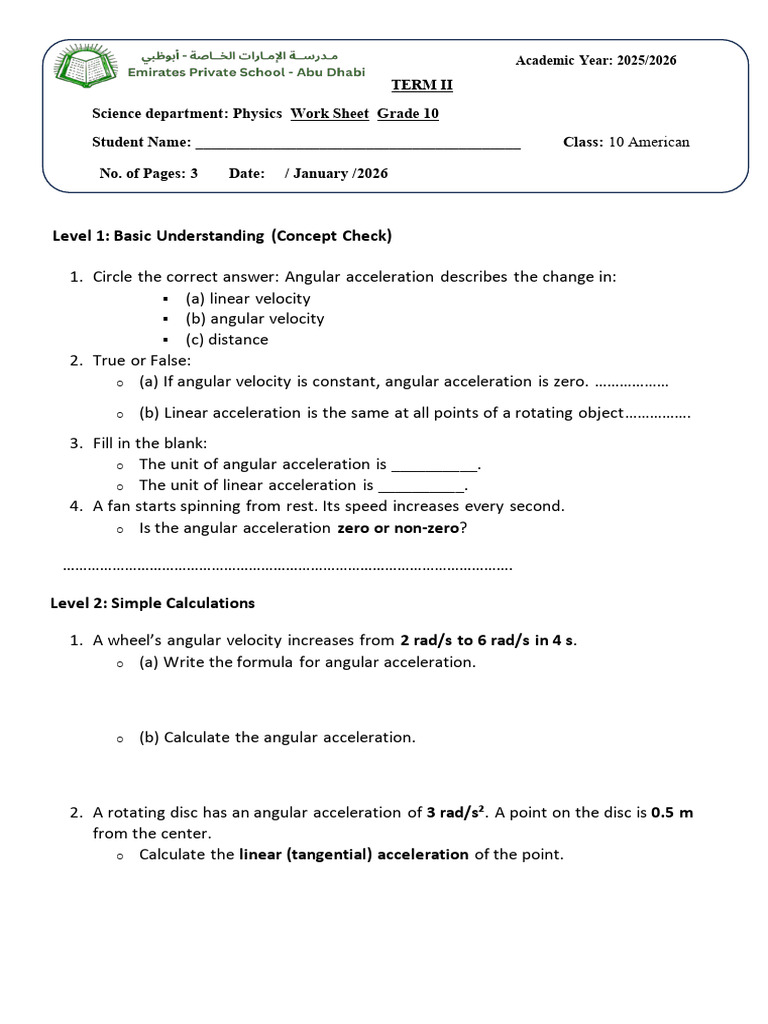 Day 3- Angular Acceleration and Linear Acceleration | PDF