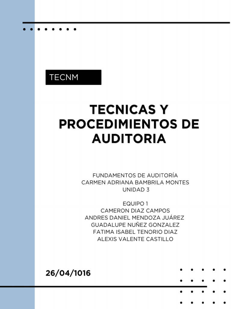 Aplicación de Técnicas y Procedimientos de Auditoría | PDF | Auditoría ...