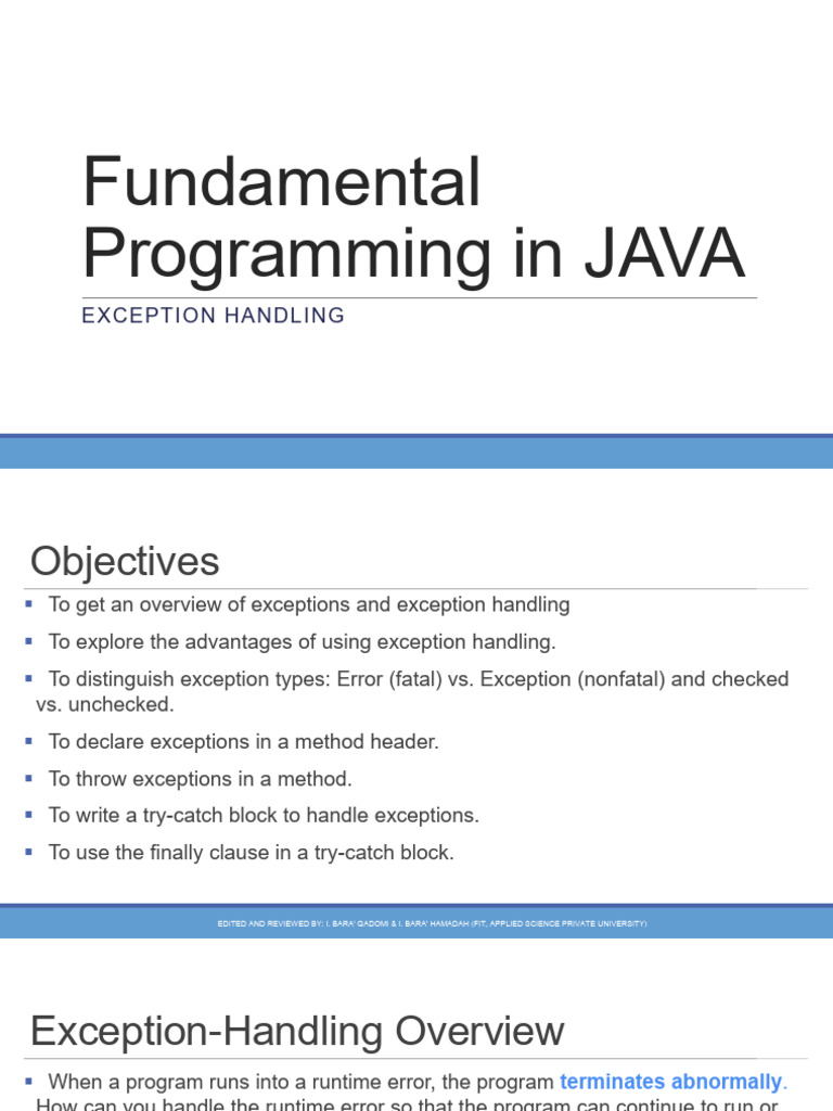 Chapter 15 [Exception Handling] | PDF | Computer Programming | Software ...