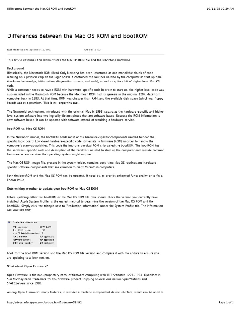 Differences Between the Mac OS ROM and BootROM | PDF | Read Only Memory ...