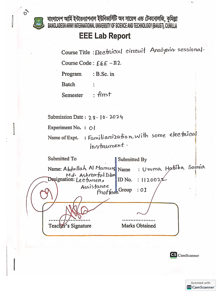Eee Lab Report Template | PDF