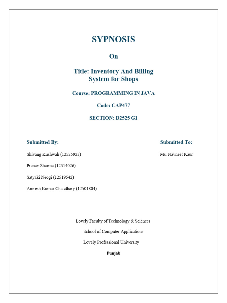 JAVA Synopsis Update | PDF | Databases | Software Development