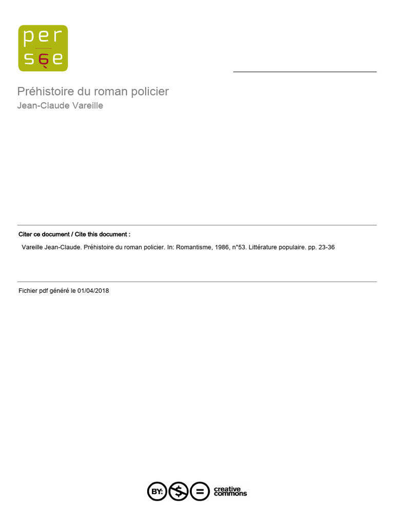 Préhistoire Du Roman Policier | PDF | Fiction crime | Thriller policier