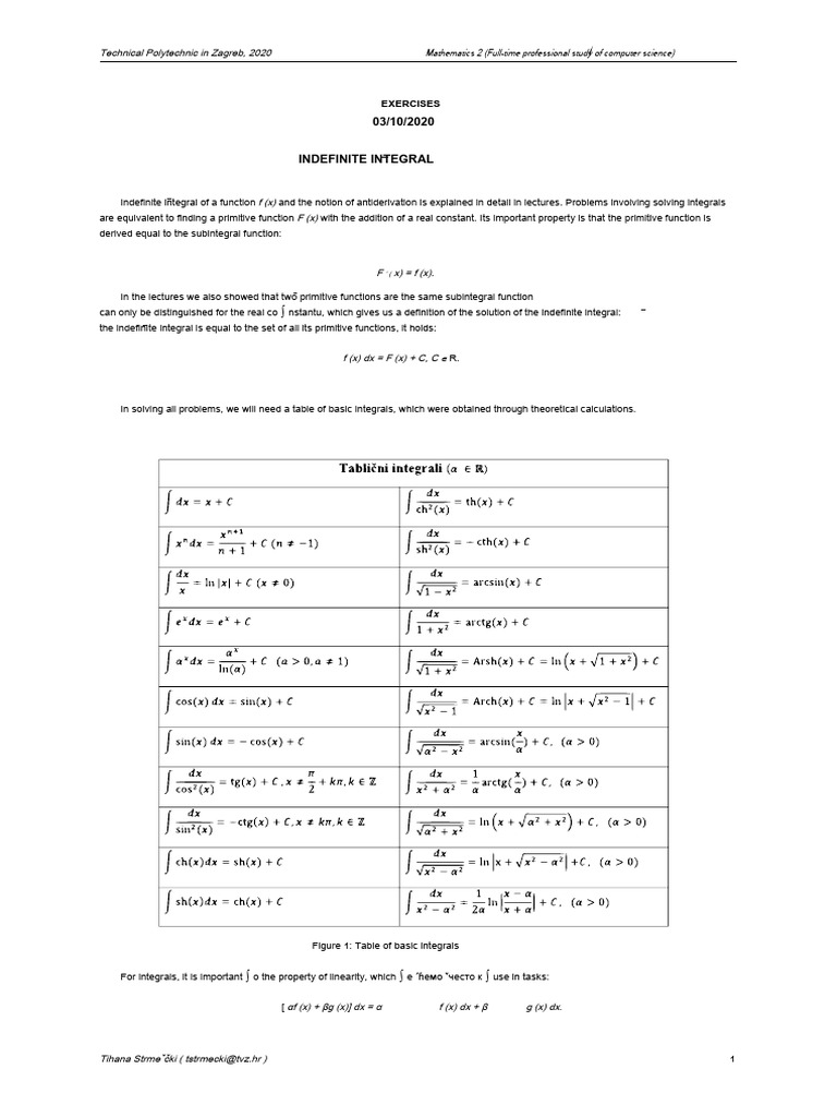 MAT2 - vjezbe 1 (RAC) - 2020.hr.en | PDF | Integral | Function ...