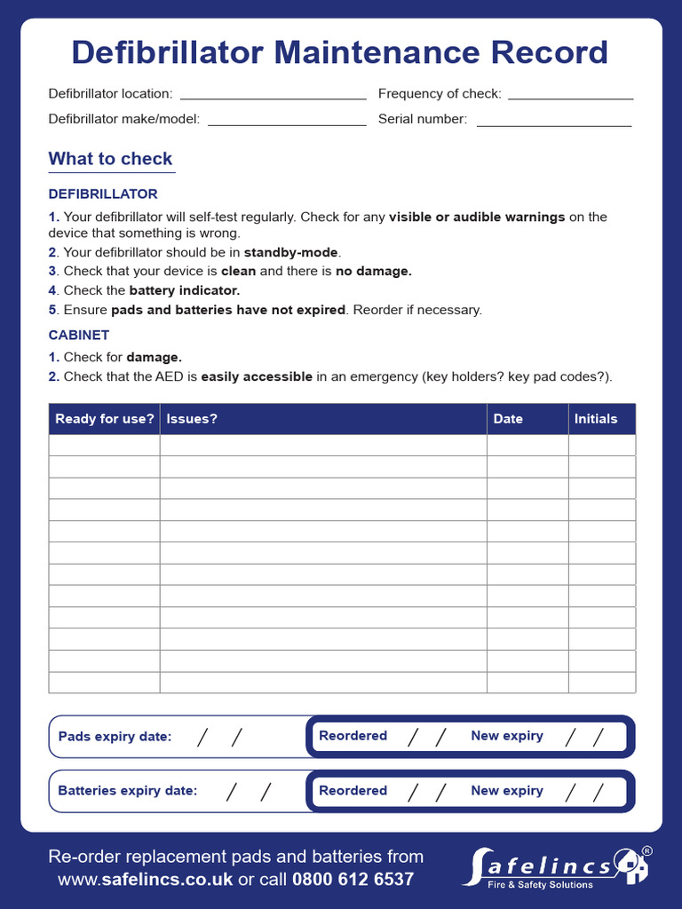 Defibrillator Maintenance Record | PDF