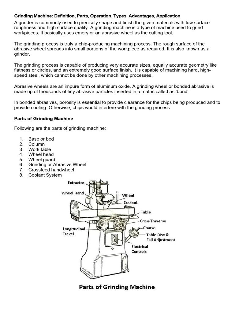 Lesson 10 Grinding Machine | PDF | Grinding (Abrasive Cutting) | Abrasive
