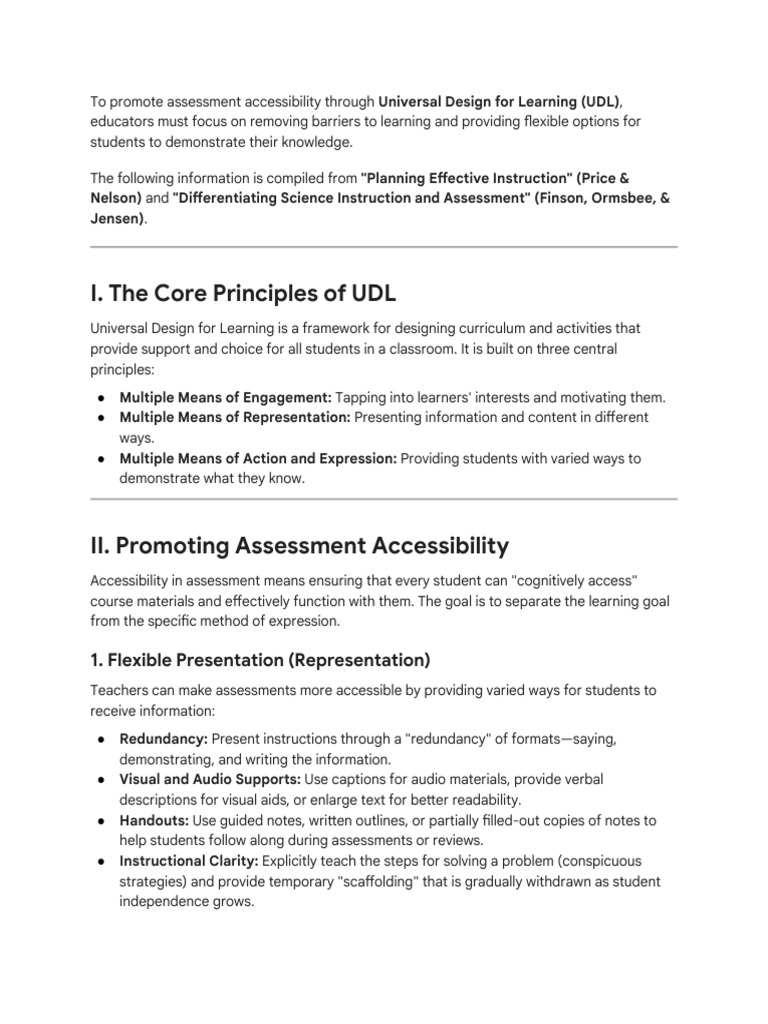 UDL for Accessible Assessment | PDF