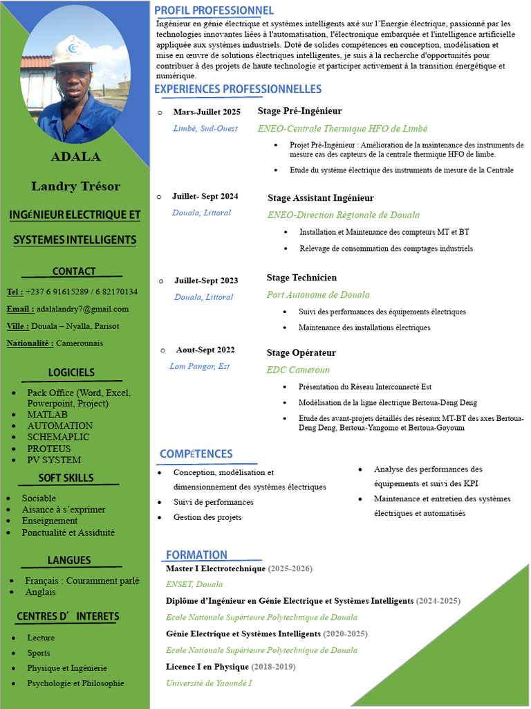 CV Adala Landry | PDF | Électrotechnique | Informatique